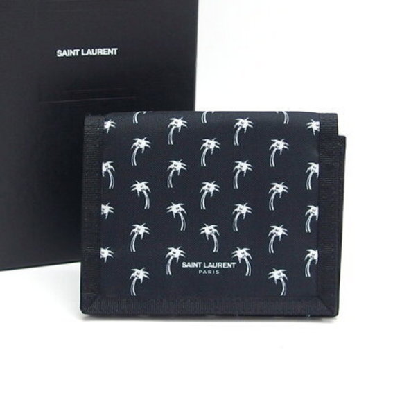 Saint Laurent Paris Tri Wallet Black Nylon Palm - Picture 1 of 3